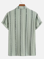 Men's Textured Striped Polo Shirt