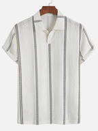 Men's Textured Striped Polo Shirt