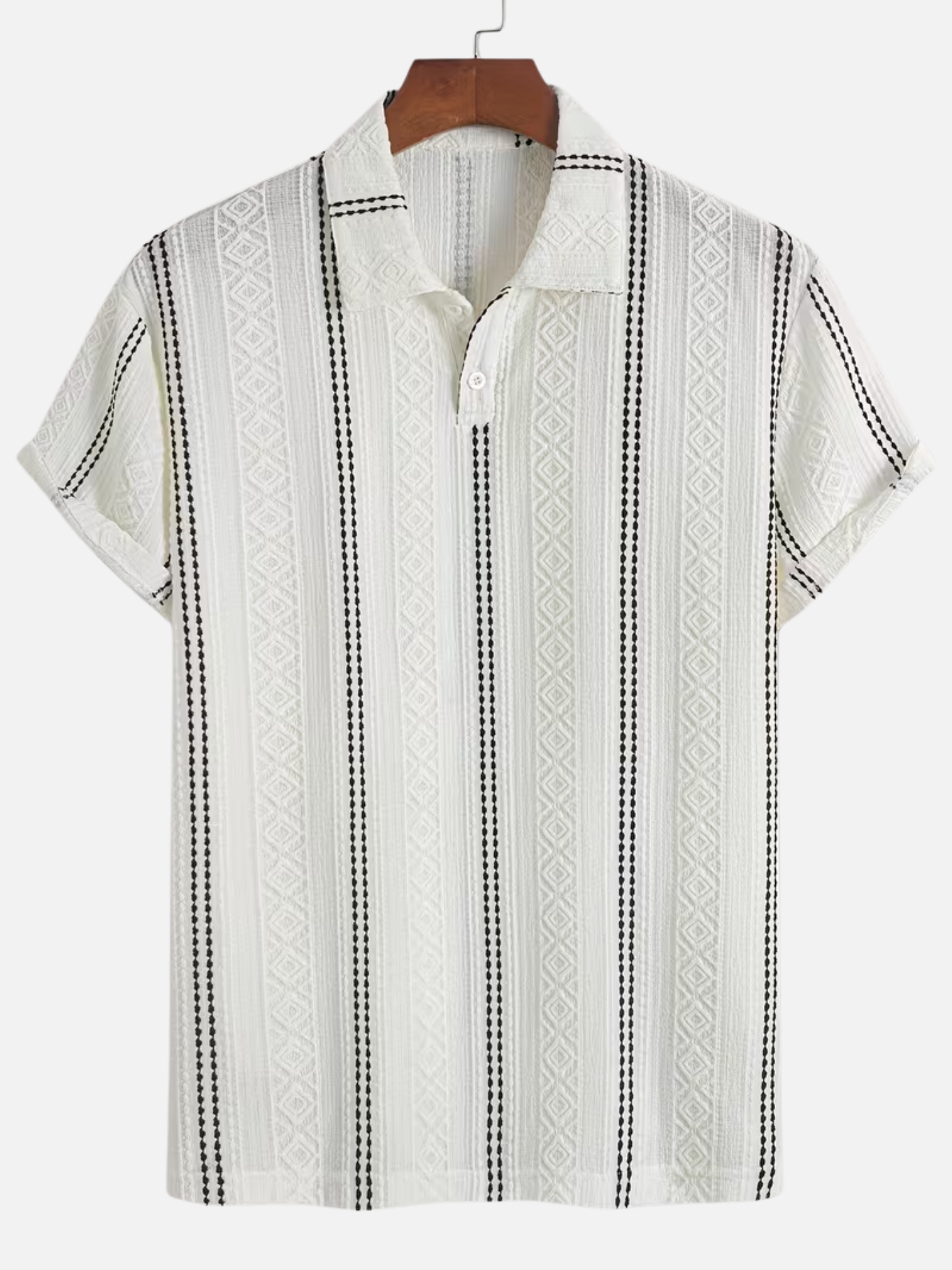 Men's Textured Striped Polo Shirt