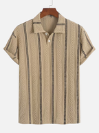 Men's Textured Striped Polo Shirt