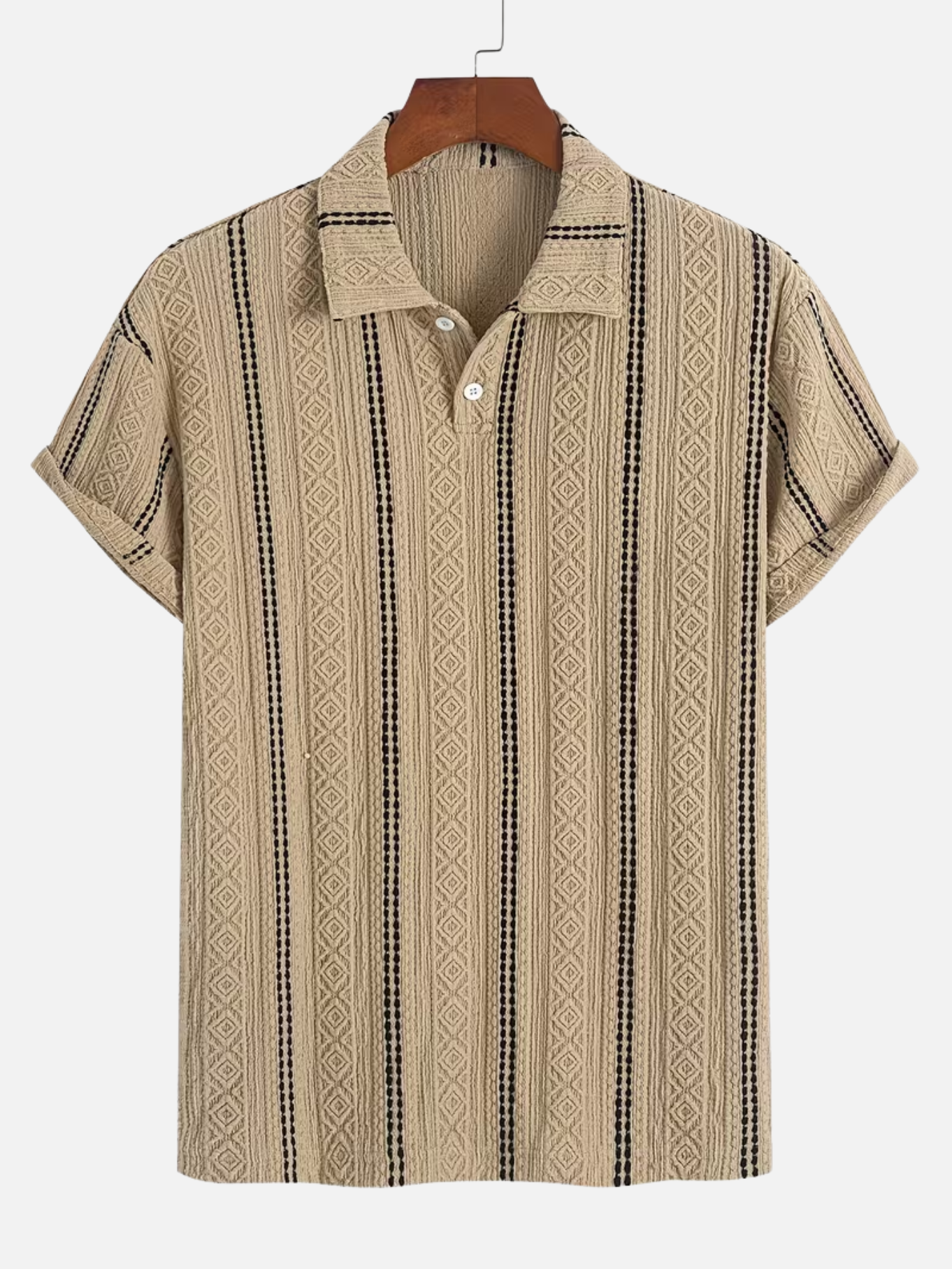Men's Textured Striped Polo Shirt