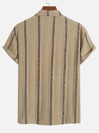 Men's Textured Striped Polo Shirt