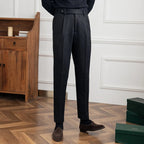 Men's Textured Twill Pleated Straight Leg Pants