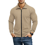 Men's Textured Zip-Up Cardigan