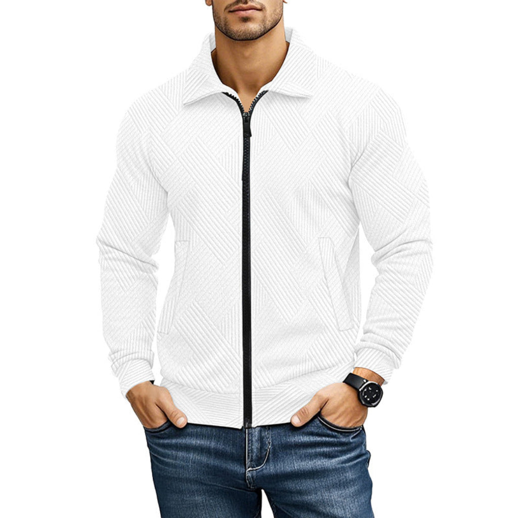 Men's Textured Zip-Up Cardigan