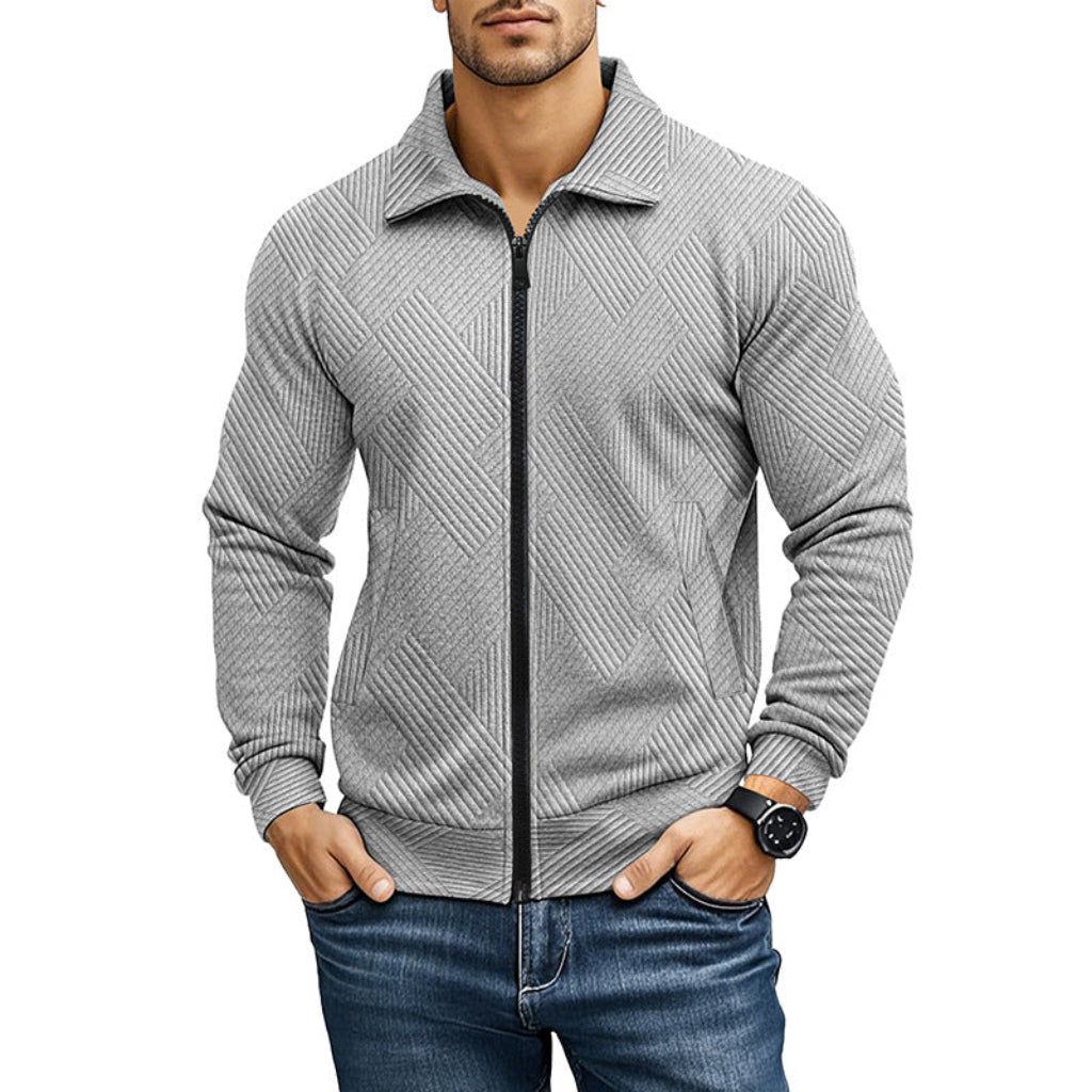 Men's Textured Zip-Up Cardigan