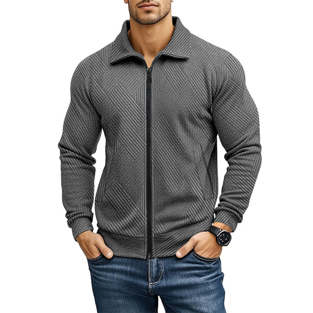 Men's Textured Zip-Up Cardigan