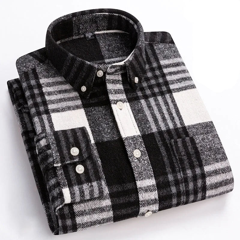Men's Twill Plaid Long Sleeve Shirt