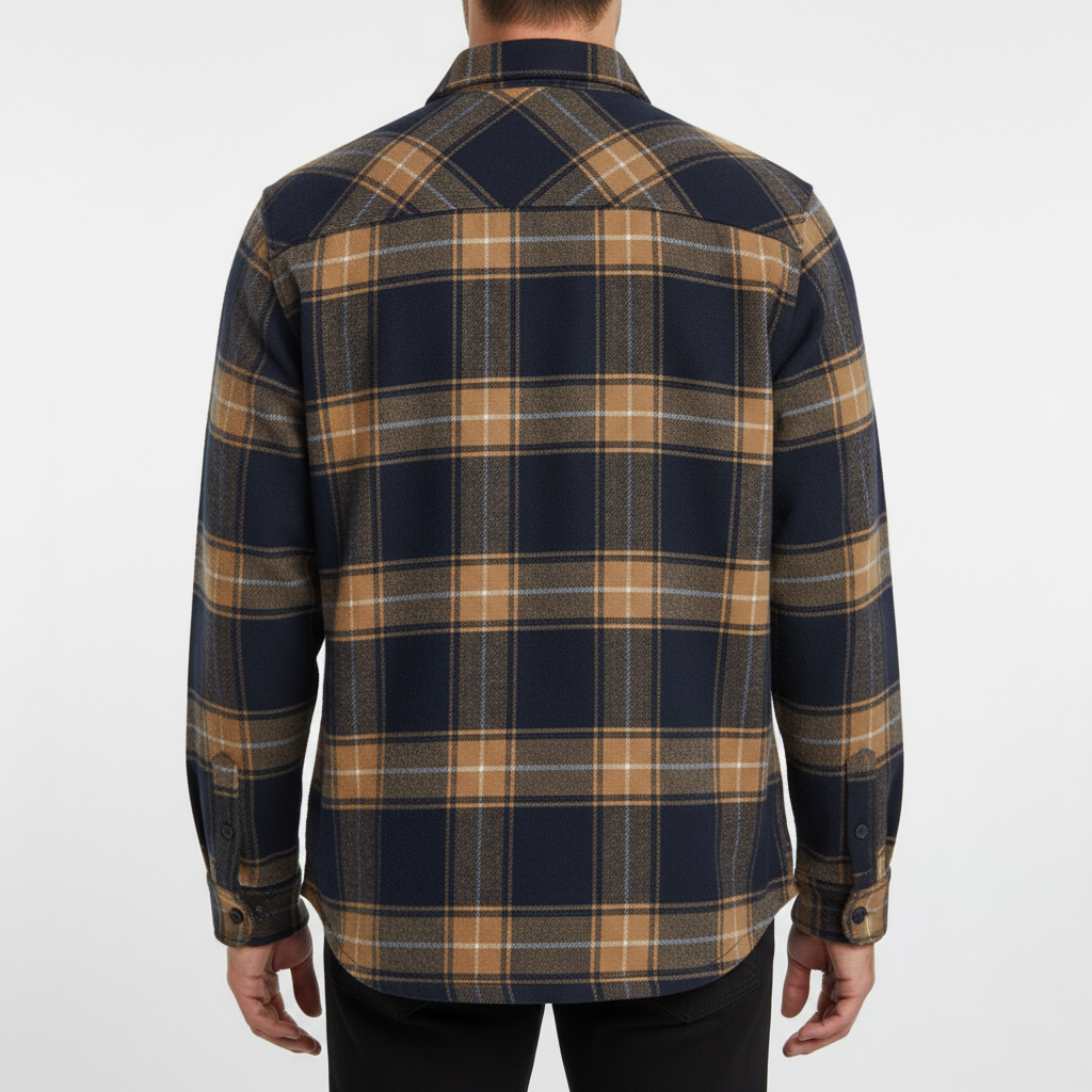 Men's Twill Plaid Long Sleeve Shirt
