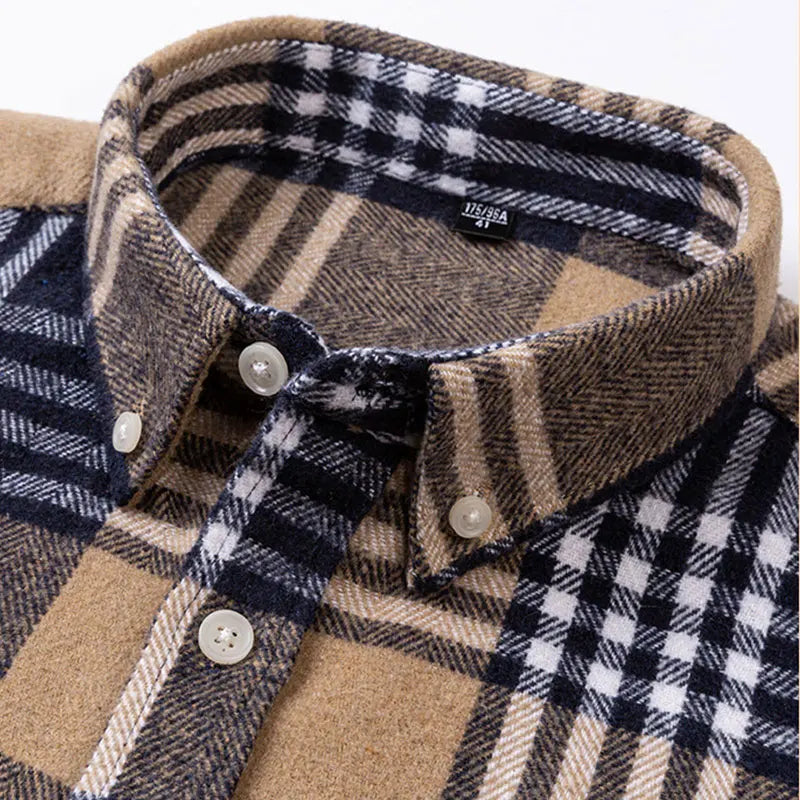 Men's Twill Plaid Long Sleeve Shirt