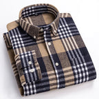 Men's Twill Plaid Long Sleeve Shirt