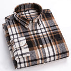 Men's Twill Plaid Long Sleeve Shirt