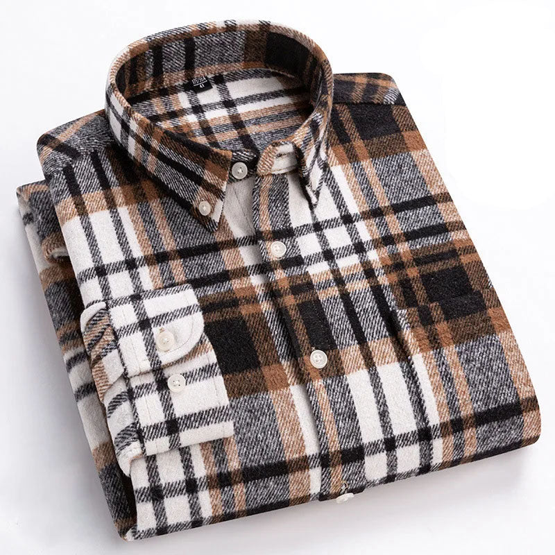 Men's Twill Plaid Long Sleeve Shirt