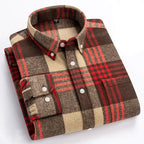 Men's Twill Plaid Long Sleeve Shirt