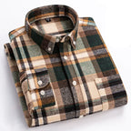 Men's Twill Plaid Long Sleeve Shirt