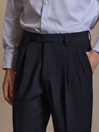 Men's Twill Pleated Straight Leg Pants