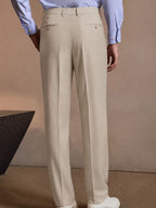 Men's Twill Pleated Straight Leg Pants
