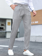Men's Twill Pleated Tapered Pants