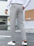 Men's Twill Pleated Tapered Pants