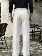 Men's Twill Pleated Wide Leg Pants