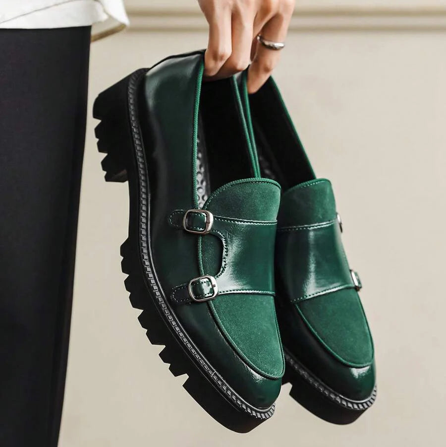 Men's Twin Strap Lug Sole Loafers