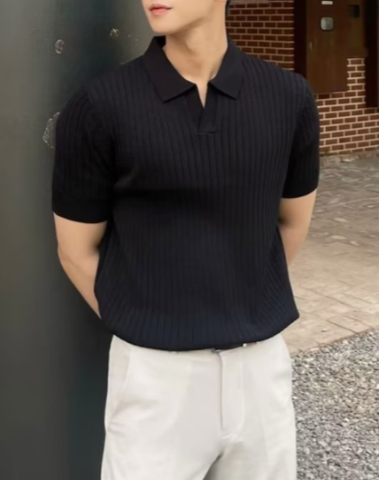 Men's Vertical Rib Polo Shirt