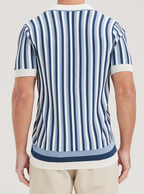 Men's Vertical Stripe Button-Up Polo Shirt