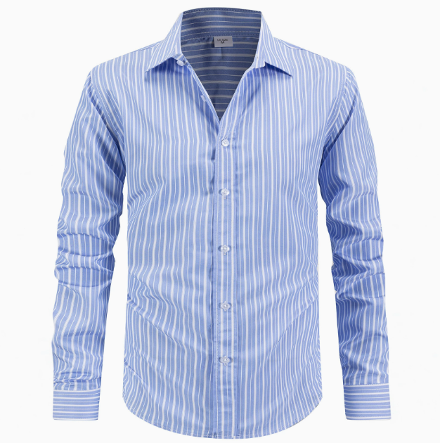 Men's Vertical Striped Button-Up Shirt