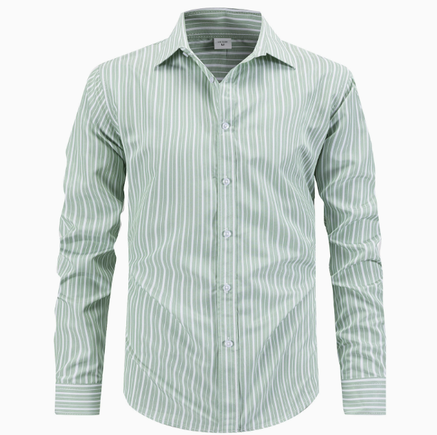 Men's Vertical Striped Button-Up Shirt