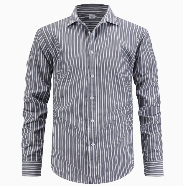 Men's Vertical Striped Button-Up Shirt