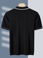 Men's Vertical Texture Half-Zip Polo Shirt