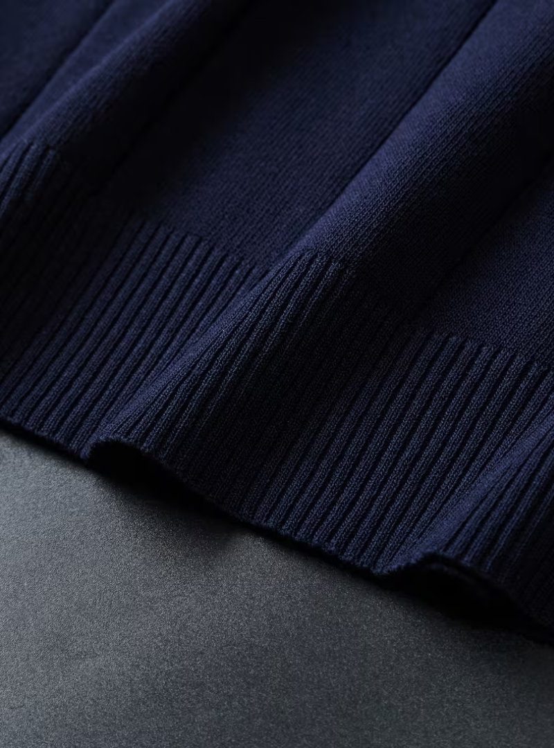 Men's Vertical Texture Half-Zip Polo Shirt