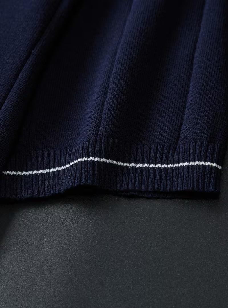 Men's Vertical Texture Half-Zip Polo Shirt