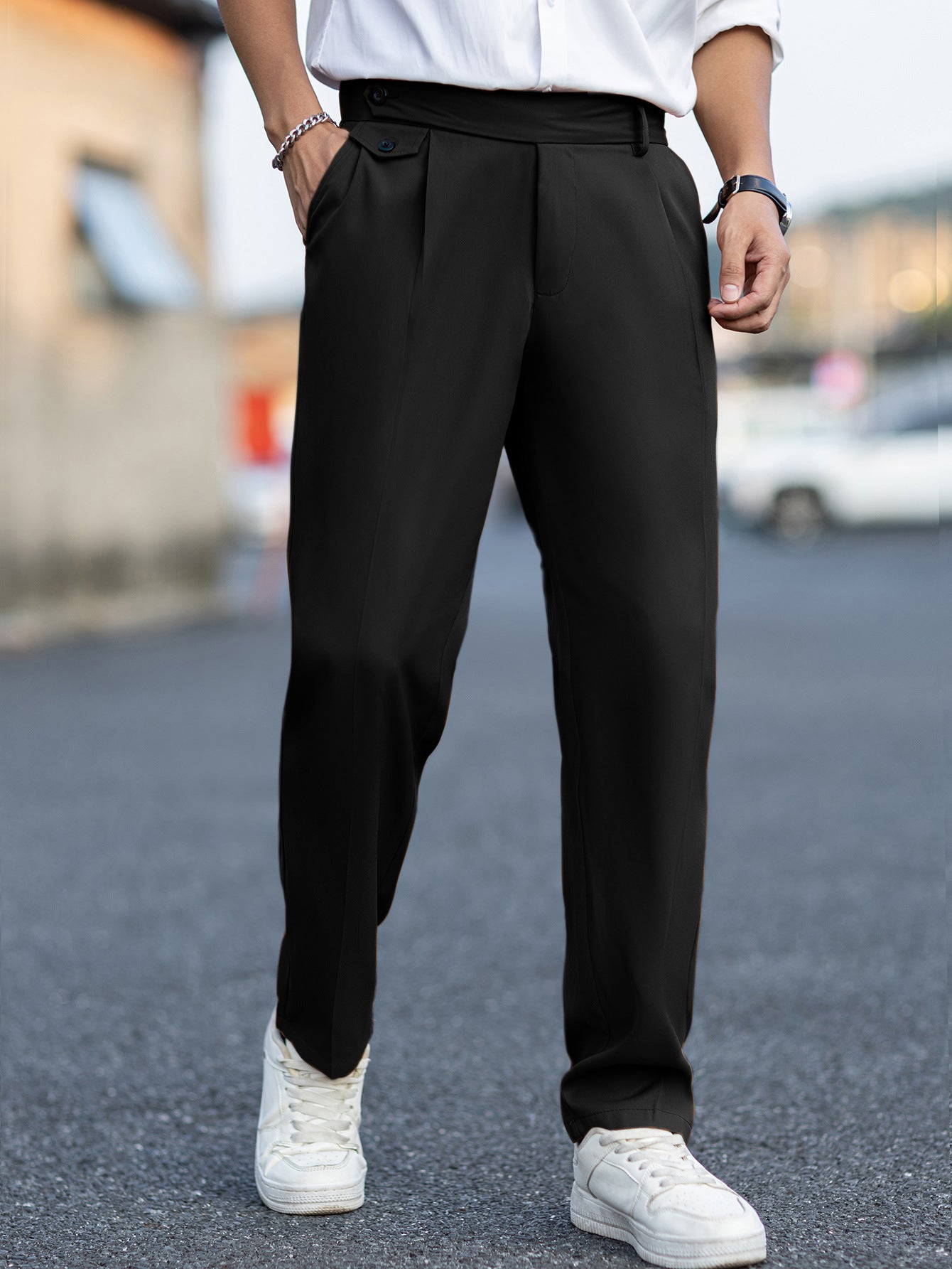 Men's Visible Cross-Button Trousers