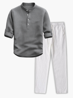 Men's Waffle Henley Shirt and Drawstring Pants Set