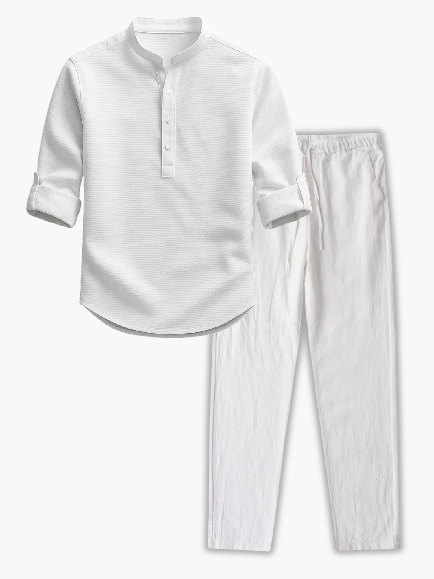 Men's Waffle Henley Shirt and Drawstring Pants Set