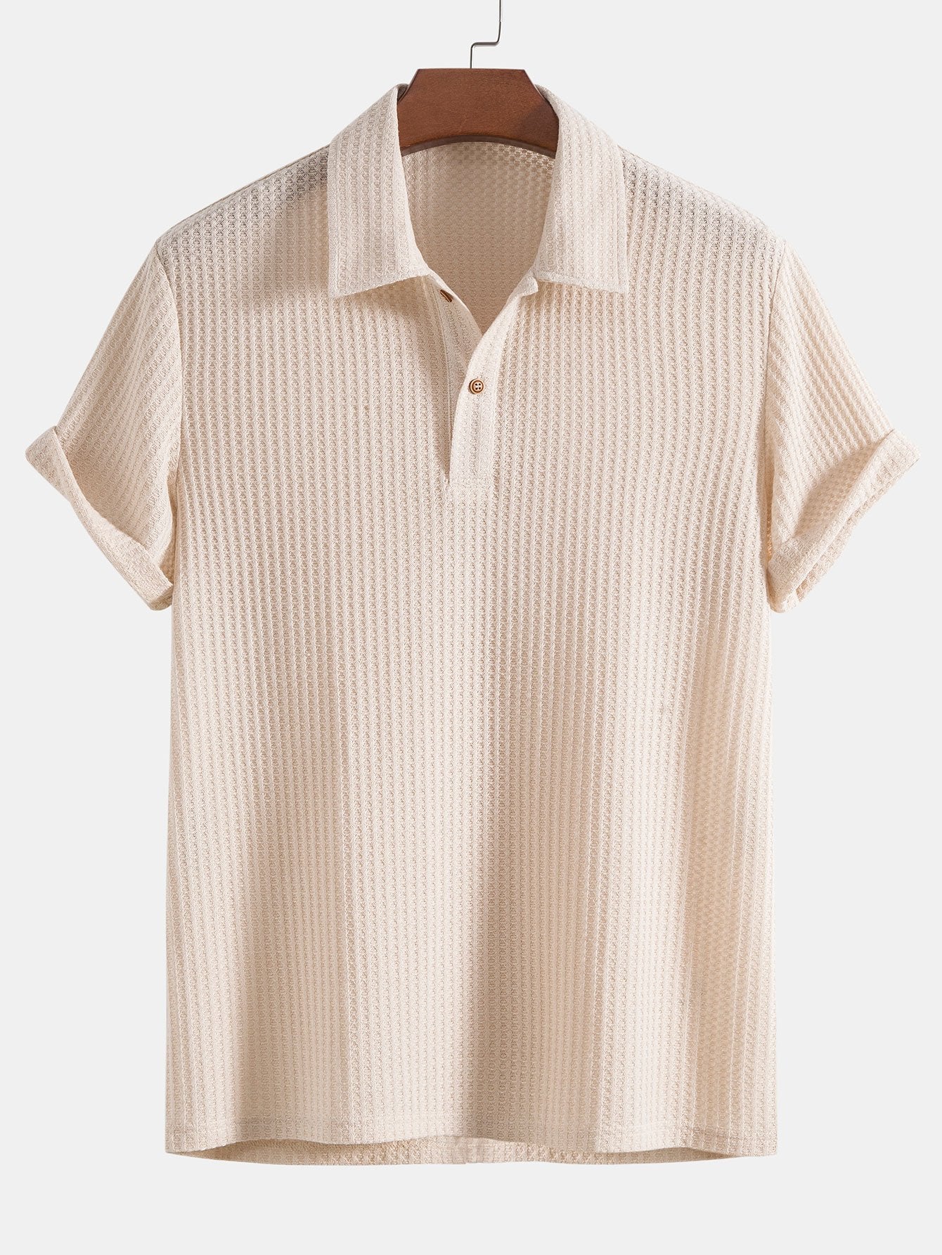 Men's Waffle Knit Polo Shirt