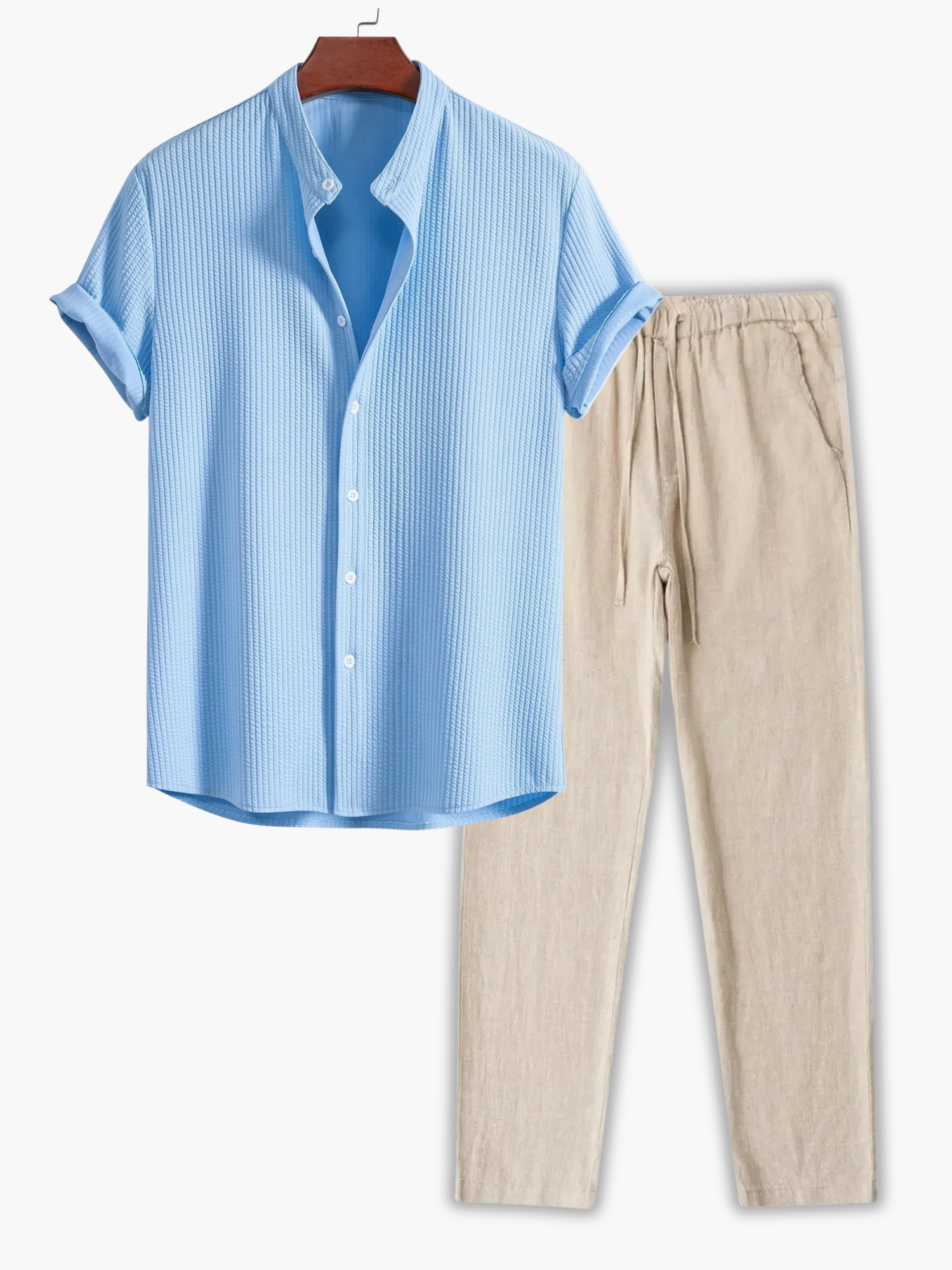 Men's Waffle Shirt and Drawstring Pants Set