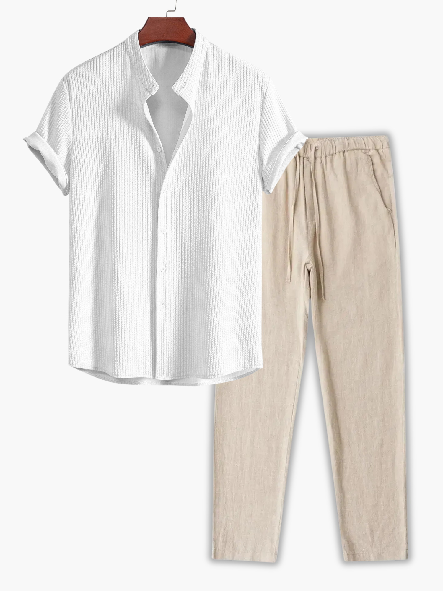 Men's Waffle Shirt and Drawstring Pants Set