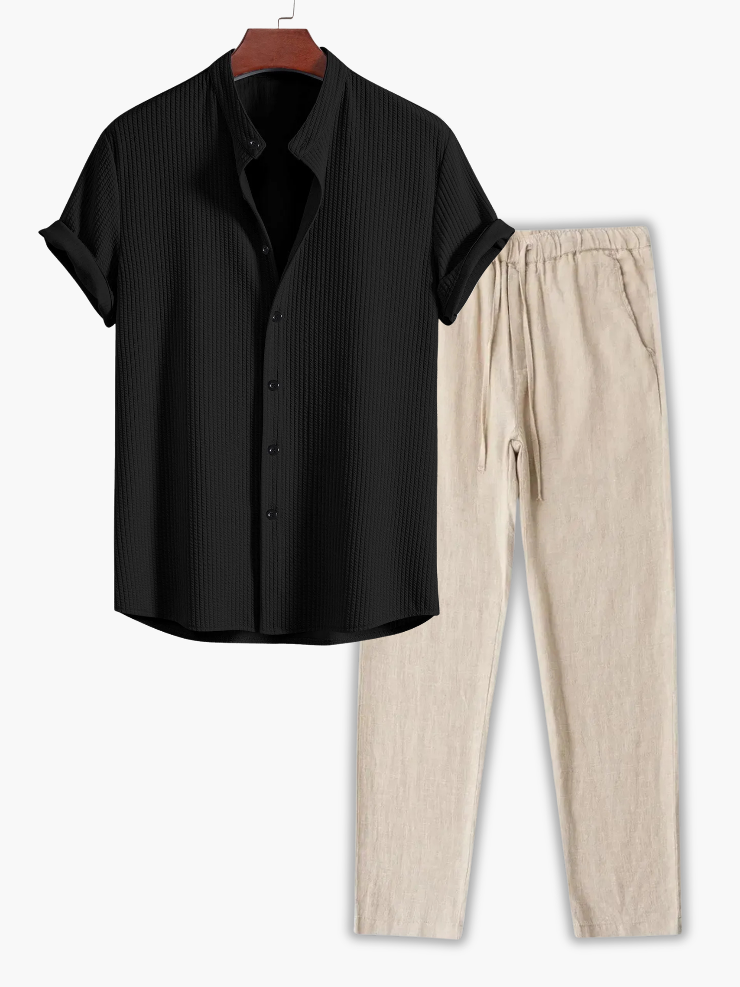 Men's Waffle Shirt and Drawstring Pants Set