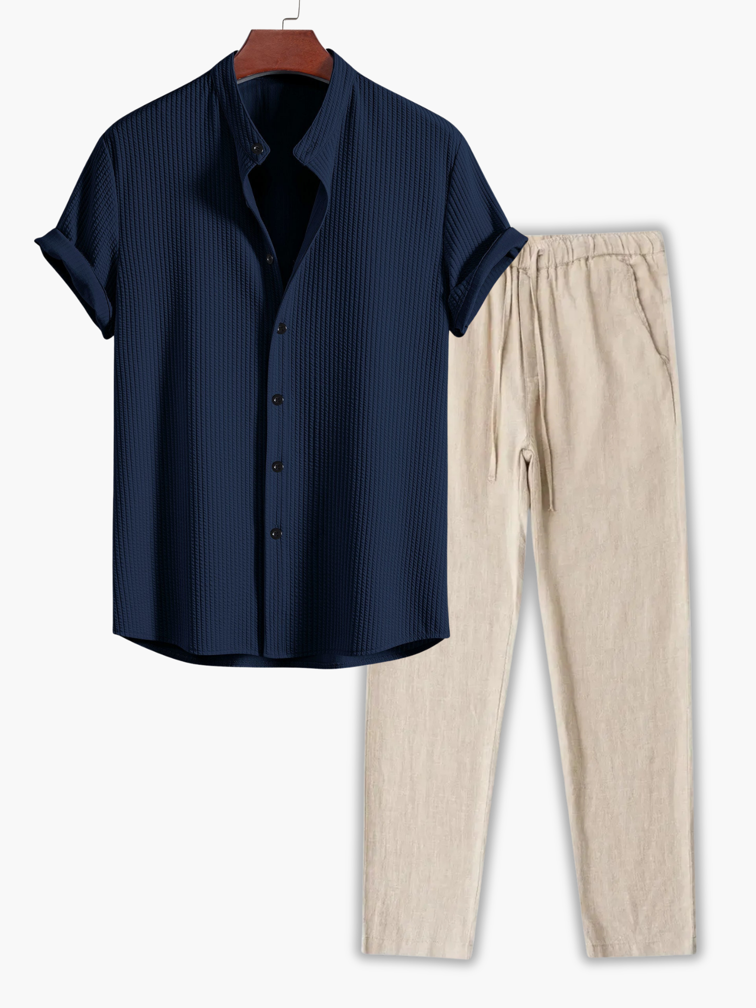 Men's Waffle Shirt and Drawstring Pants Set