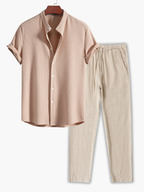 Men's Waffle Shirt and Drawstring Pants Set