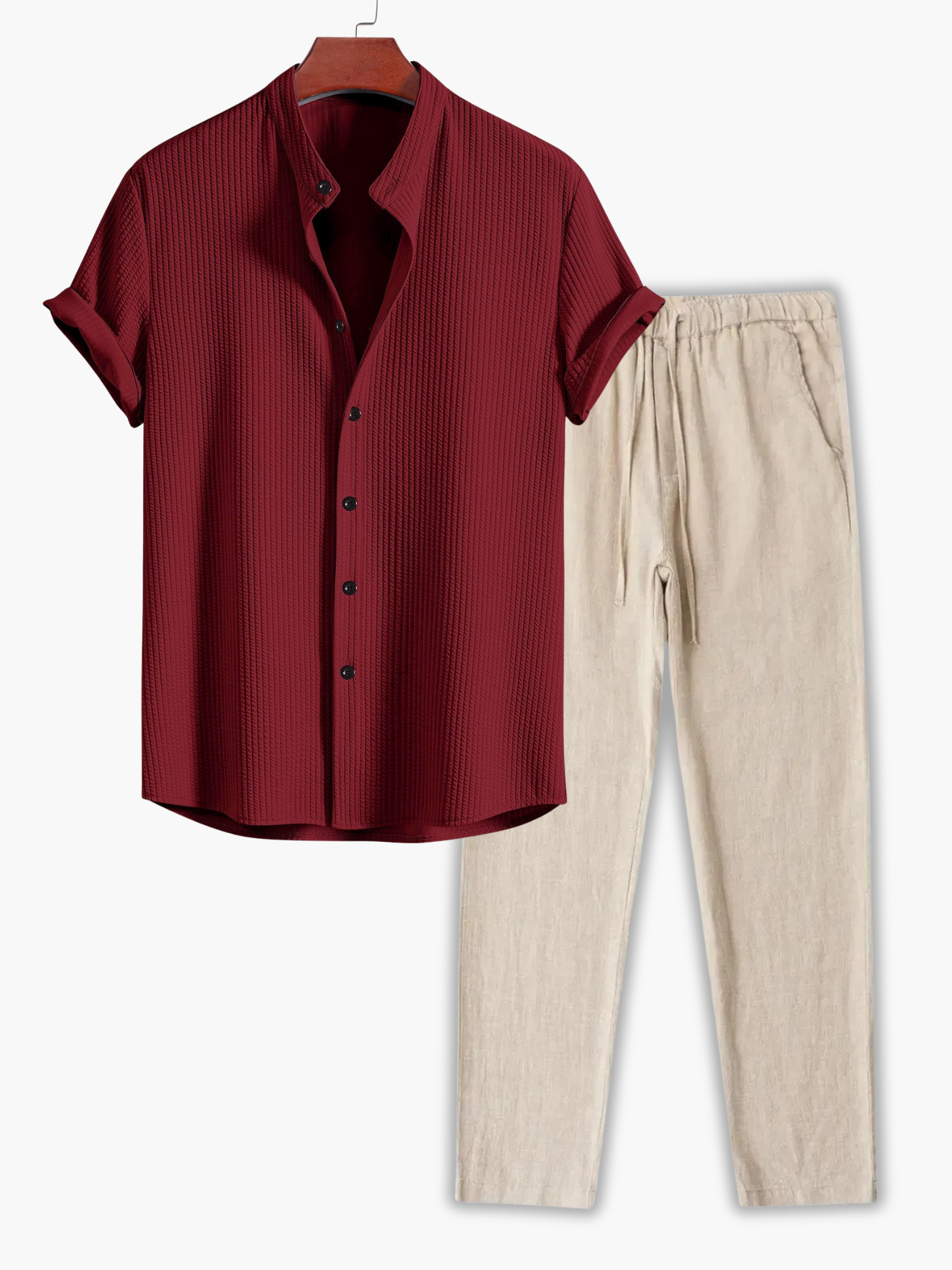 Men's Waffle Shirt and Drawstring Pants Set