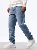 Men's Washed Straight-Leg Jeans