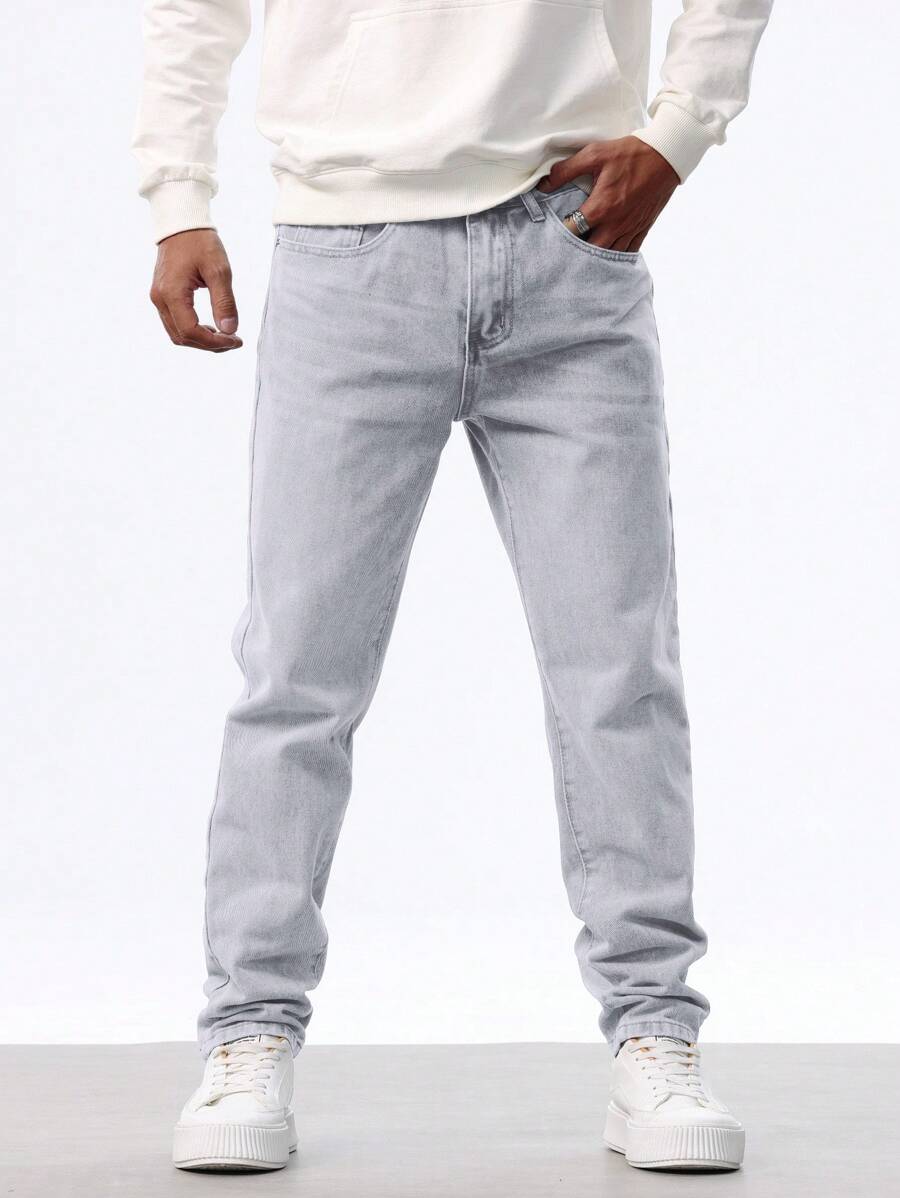 Men's Washed Straight-Leg Jeans