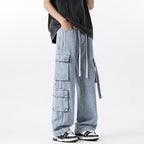 Men's Wide Leg Cargo Pants with Multiple Pockets