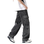 Men's Wide Leg Cargo Pants with Multiple Pockets