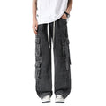 Men's Wide Leg Cargo Pants with Multiple Pockets