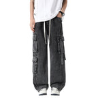 Men's Wide Leg Cargo Pants with Multiple Pockets
