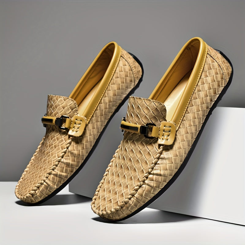Men's Woven Effect Loafers with Buckle